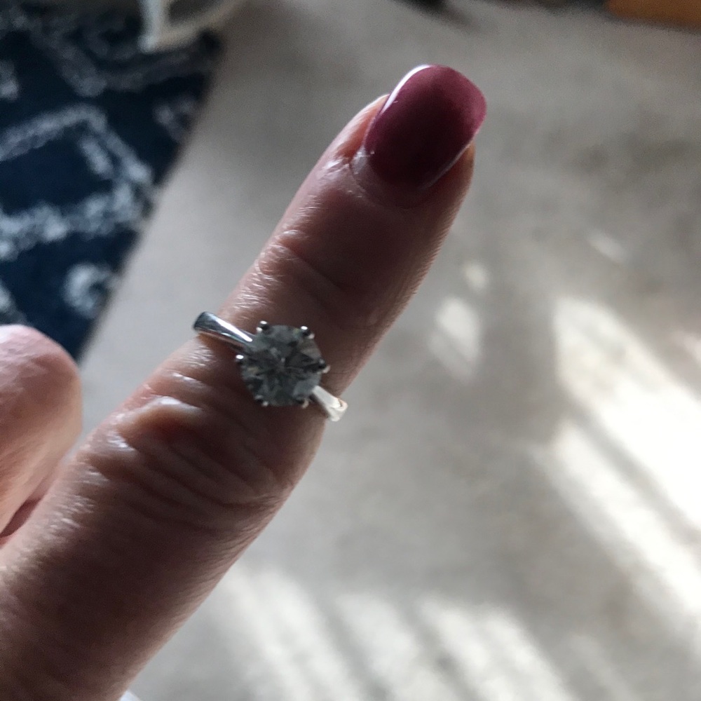 Moissanite solitaire ring sterling silver. Size 6